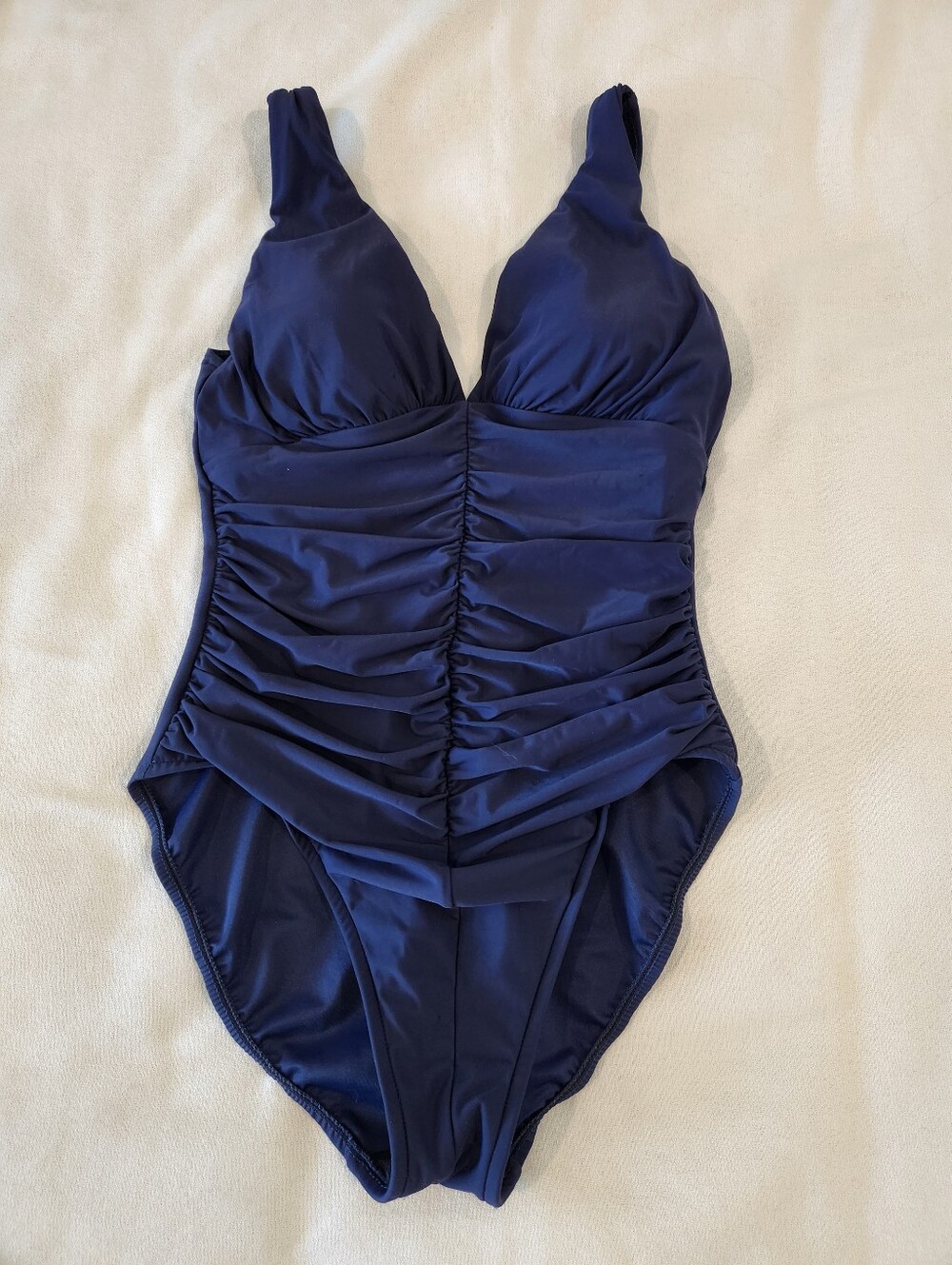 Miraclesuit Navy Blue Ruched One Piece Swimsuit Womens 12